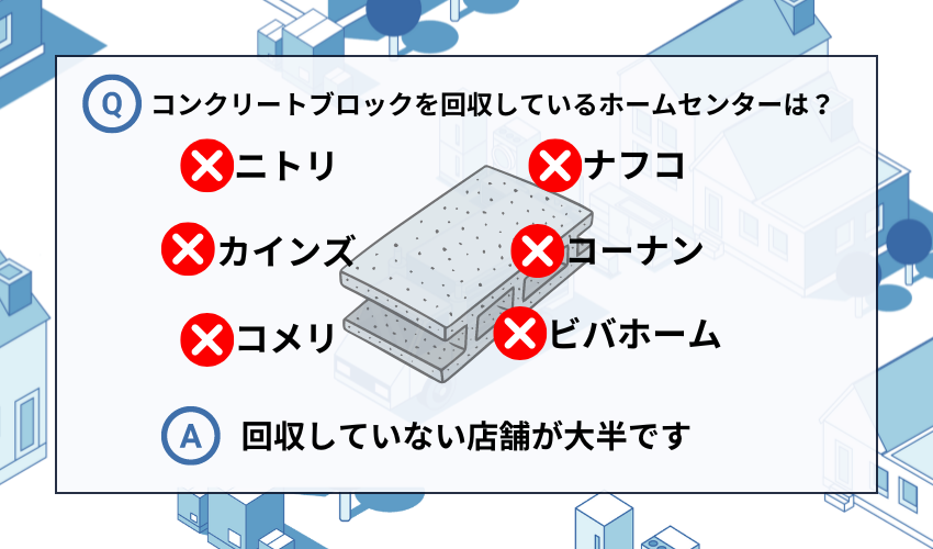 コンクリートブロックはホームセンターに無料で回収してもらえる？