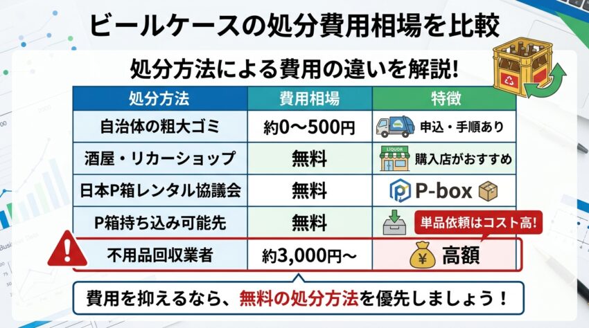 ビールケースを処分する場合の費用相場