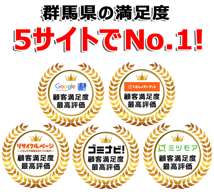 群馬不用品回収センターは口コミサイトで3年連続最高評価を獲得
