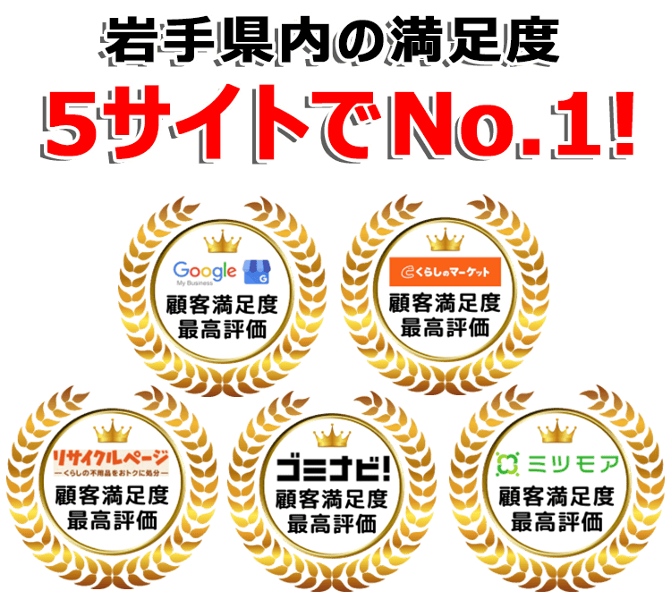 岩手不用品回収センターは口コミサイトで3年連続最高評価を獲得