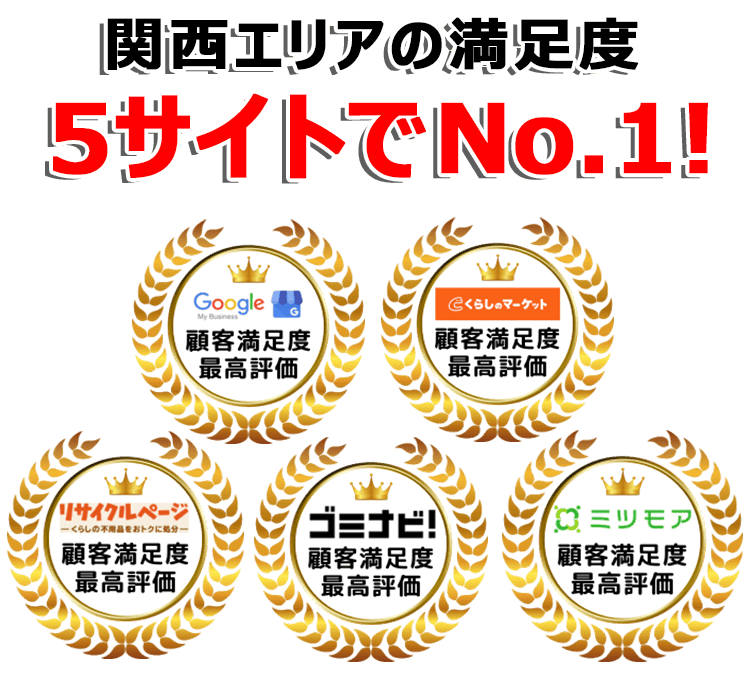 関西不用品回収センターは口コミサイトで3年連続最高評価を獲得