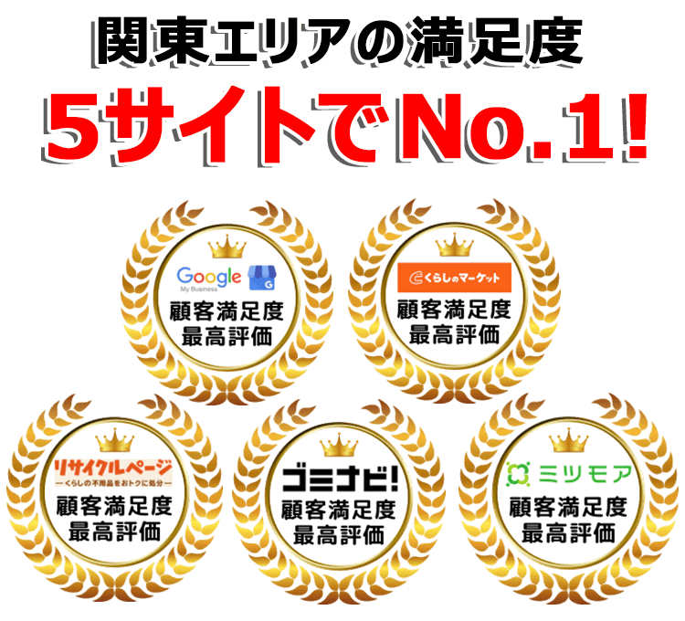 関東不用品回収センターは口コミサイトで3年連続最高評価を獲得
