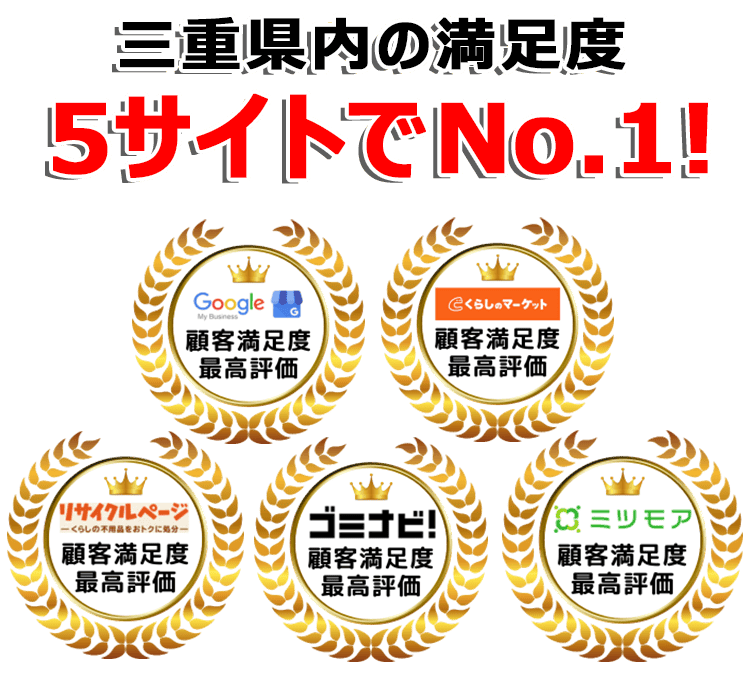 三重不用品回収センターは口コミサイトで3年連続最高評価を獲得